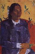 Paul Gauguin Woman holding flowers painting